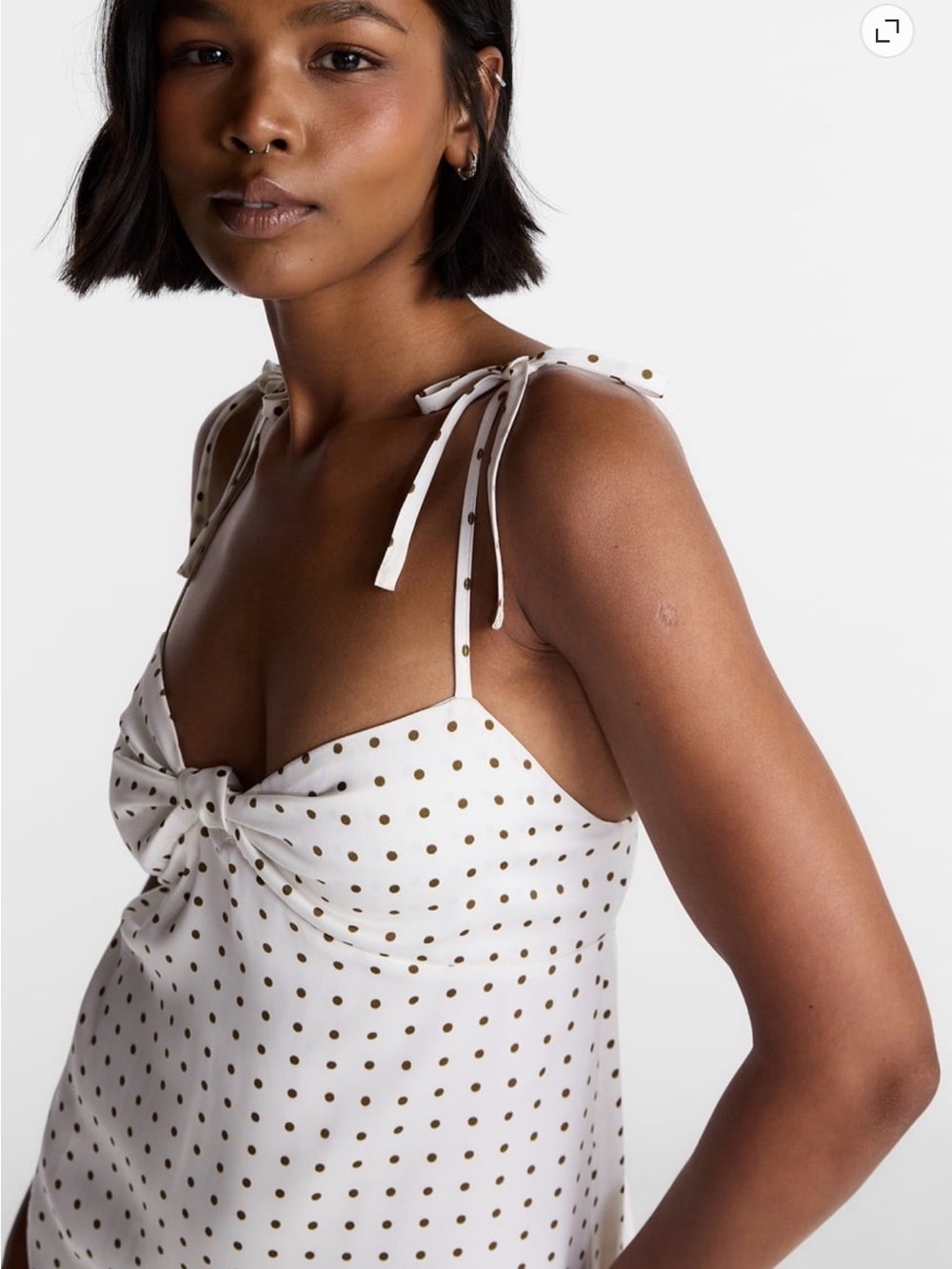 Knot Front Slip Polkadot Mini Dress size Large